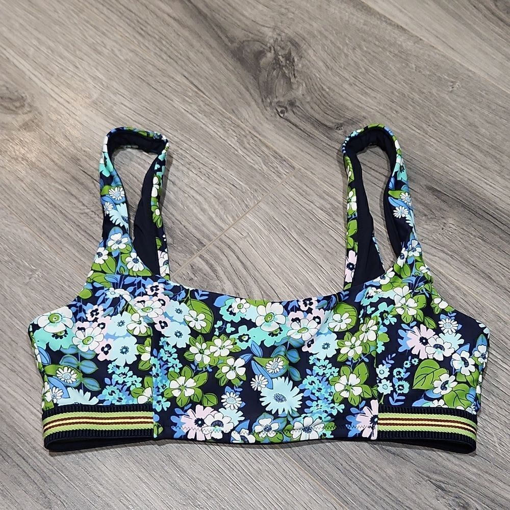 Aerie Blue Floral Scoop Bralette Top